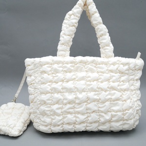 2025 New Style Pleated Cloud Tote Bag <b>Set</b> <b>Large</b> Capacity Soft Padded Quilted Shoulder Bag With Small Pouch For Women Casu - Product Image 2