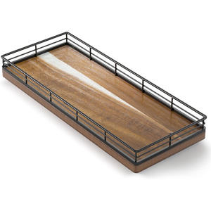 Bandeja de Madera de Acacia para Baño, 11 pulgadas de largo, Pequeña Bandeja de Madera para Encimera, Mesa de Tocador, Encimera de Cocina, Barra de Café, Bandeja Pequeña - Product Image 1