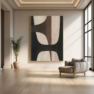 Cuadro Abstracto Grande en Tonos Marrón y Negro, Estilo Wabi Sabi Minimalista, sobre Lienzo, para Decoración Moderna del Hogar y Galería - Product Image 1