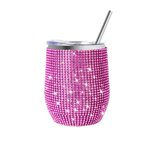 แก้วไวน์รูปตัวยูขนาด 12 ออนซ์ ประดับเพชร รุ่นใหม่ พร้อมกระติกน้ำสุญญากาศสแตนเลสสองชั้นทรงไข่ - Product Image 1