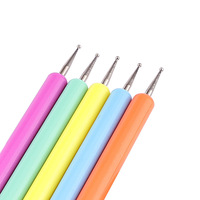 5 pièces/ensemble Double côtés en plastique poignée pointillage stylo métal Turquoise pointillage outil
