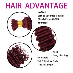 Extensions de <span class=keywords><strong>cheveux</strong></span> humains soyeux et doux sans trame <span class=keywords><strong>pour</strong></span> style bohème, <span class=keywords><strong>cheveux</strong></span> humains en vrac 99J Deep Curly Wave <span class=keywords><strong>pour</strong></span> femmes noires - Product Image 4
