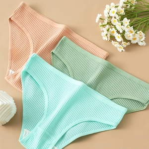 Ropa interior de algodón barata de mujer al por mayor, <span class=keywords><strong>bikini</strong></span> sólido de talla grande para adolescentes, bragas sólidas cómodas transpirables para chicas jóvenes calientes - Product Image 4