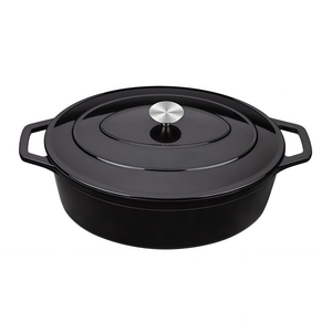 Cocotte en fonte émaillée avec couvercle, pot ovale en fonte avec revêtement émaillé antiadhésif pour la cuisson du pain - Product Image 5