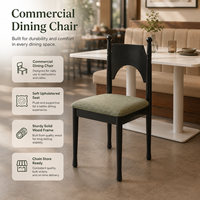 Ensemble de salle à manger commercial, chaises vertes sauge et table aspect marbre avec base à double piédestal pour café et restaurant