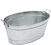 Large Galvanized Steel Metal Ice Bucket, Party Beverage Tub