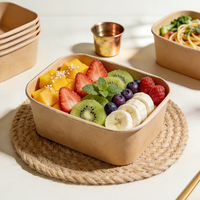 Boîtes en papier kraft jetables, résistantes à l'huile, pour salades, restauration rapide et emballages de repas.
