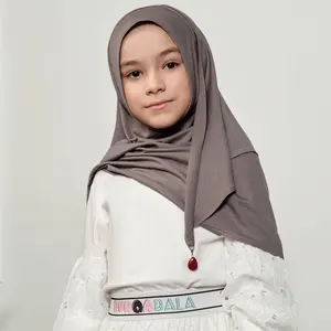 Groothandel Moslim Kids Meisjes Arabische Instant Katoen Jersey Bamboe Hijab Islamitische Hoofddoek