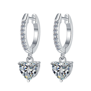 Certified VVS1 Moissanite S925 Sterling <b>Silver</b> <b>Earrings</b> Heart Diamond <b>Studs</b> Flower Shape Fine Jewelry 1CT2 Wedding Gift Pair <b>Set</b> - Product Image 1