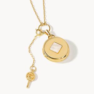 Collar Popular con Caja Redonda de Nácar y Colgante de Llave, Estilo Retro y de Lujo Ligero, Nuevo Diseño - Product Image 6