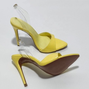 Sandales à talons hauts pour femmes, grande taille 47, en PVC, à bride arrière avec boucles, bout ouvert pointu, coupe large, style slingback - Product Image 6