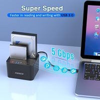 FIDECO dual bay 2.5 3.5 sata usb 3.0 hdd ssd cloner hard disk Dok usb 3.0 sata hard drive Stasiun Dok