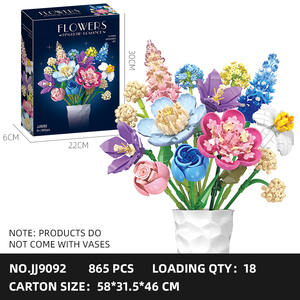 New Arrival 865pcs Wholesale Decorative Artificial Tulip Lily Rose Flowers Plants Bouquet Bouquet Plastic <b>Building</b> Block Set - Product Image 2