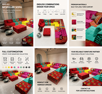 Canapé modulaire d'extérieur imperméable imprimé sur mesure, canapé de salon en forme de L pour villa et patio, avec structure métallique, canapé sectionnel de jardin OEM