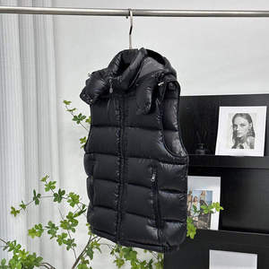 Chaleco Acolchado con Capucha para Hombre, Color Sólido, Cierre Frontal con Cremallera, Cortavientos, Ropa Casual de Invierno - Product Image 1