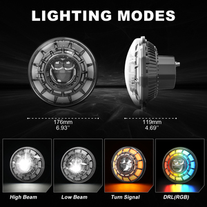 In Offerta Speciale Fari a LED Rotondi da 7 Pollici con Anello Aureola RGB Occhi d'Angelo e Controllo via App per <span class=keywords><strong>Jeep</strong></span> Wrangler JK LJ <span class=keywords><strong>CJ</strong></span> - Product Image 5