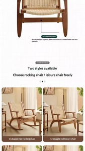 Fauteuil à bascule décontracté en <span class=keywords><strong>rotin</strong></span> tressé avec accoudoirs, style nordique, pour balcon, salon ou bar à domicile - Product Image 4