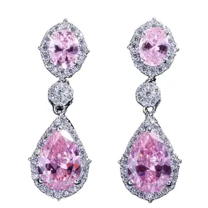 2024 Fashion Jewelry women luxury white gold plated CZ stone S 925 wedding earrings jewellery