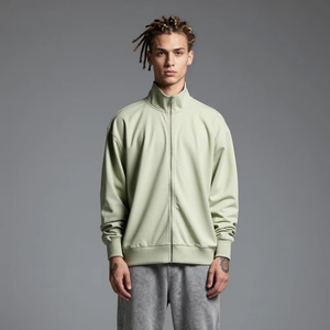 Sudadera con capucha y cremallera de cuello alto de felpa francesa para hombre, estilo casual y holgado, para ropa de trabajo - Product Image 1