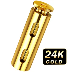 24K gold cigarette rolling machine Brass Manual Smoke Rolling Cigarette 70mm Herb Tobacco Roller - With gift box packaging