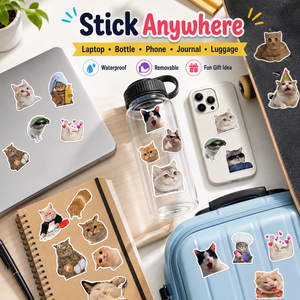 Pegatinas de Vinilo Personalizadas con Diseño de Gato Divertido, Resistentes al Agua, Recortadas, para Laptop, Botella de Agua, Teléfono, Equipaje - Product Image 4