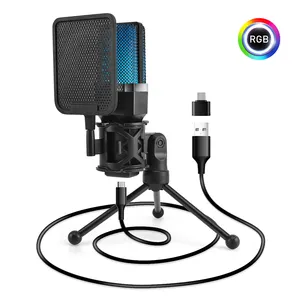 X1S RGB Gaming Microphone for Video Game USB Microphone with Tripod Stand for PC Streaming