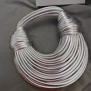 <strong>Handbags</strong> for Women 2025 New Niche Design Gold <strong>Silver</strong> Handwoven Noodle Bags Rope Knotted Pulled Hobo <strong>Silver</strong> Evening Clutch - Product Image 2