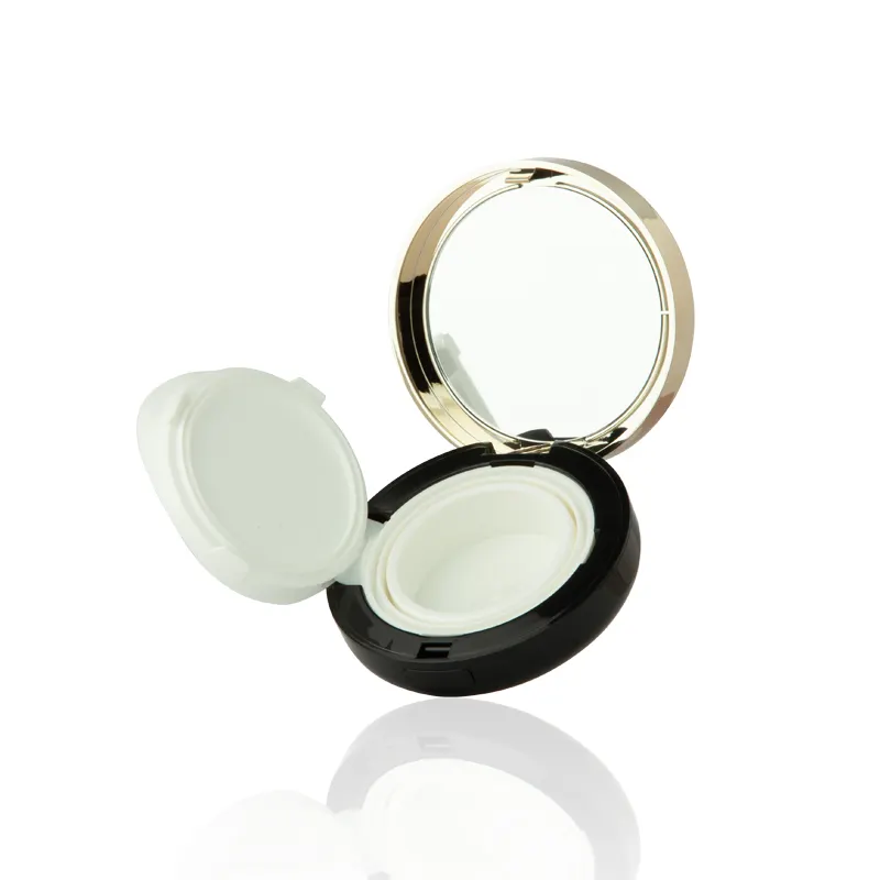 Wholesale black golden empty compact powder cosmetic new design air cushion foundation case with mirror