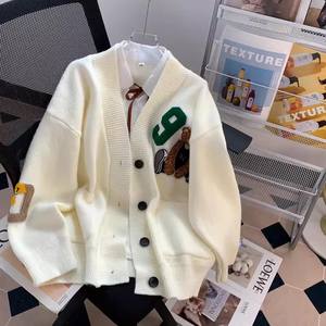 Femmes 2024 automne hiver <span class=keywords><strong>laine</strong></span> Cardigan chandails gros tricot à manches longues bouton <span class=keywords><strong>veste</strong></span> - Product Image 3