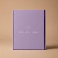 Boîte d'expédition cadeau violet lavande avec logo personnalisé, impression florale dorée, emballage pour marque, vente au détail, vente en gros, fournisseur d'usine