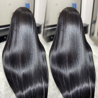 Wig rambut manusia Vietnam asli tanpa lem, double drawn, lurus alami, 300g, hd full lace frontal, rambut India alami, wig transparan