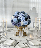 Boules de fleurs artificielles bleu marine grisâtre, centre de table, vente en gros, boule de fleurs vertes
