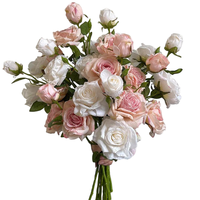Simulation de fleurs en soie rose âgées de 3 mois, fleurs artificielles, ornements de fleurs en soie, style de peinture