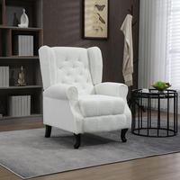 Sofá de lectura cómodo tapizado moderno de mediados de siglo, sillón de acento con respaldo de ala para sala de estar y dormitorio