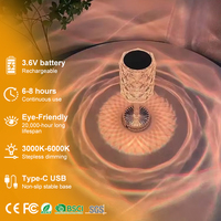 Lámpara de Mesa LED de Cristal de Lujo para Dormitorio, Comedor, Sala de Estar, Hotel, con Luz Nocturna Ambiental Táctil USB Energizada, Venta al por Mayor