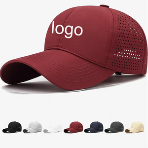 Diseñador personalizado de los hombres de 6 paneles de corte láser agujero perforado gorra de poliéster deporte gorra de béisbol - Product Image 3