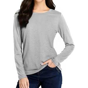 Haut tricoté à manches longues pour femme, col rond, en mélange de coton doux, idéal pour l'hôpital - Collection 2026 - Product Image 1