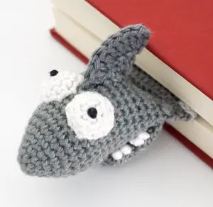 Custom High Quality 100% Cotton Knitting Product Hand Crochet Shark Bookmark For Gift