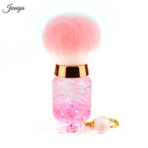 Jieniya Cute gas tank style design pink glitter liquid short handle portable dust brush nail cleaning brush