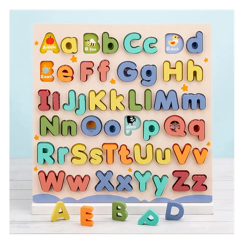 2023 Alfabeto De Madeira ABC Puzzles Board para Crianças 3-5 Anos de Idade Pré-Escolar Aprendizagem Educacional Carta Brinquedos