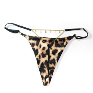 Logo du zodiaque personnalisé grande taille sous-vêtements pour femmes Lingerie Sexy string G culotte string avec chaîne pendentif lettres - Product Image 1