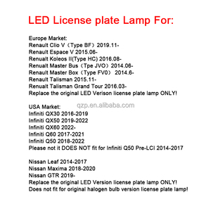 Gran oferta de accesorios para coche sin errores, lámpara LED para matrícula para <span class=keywords><strong>Renault</strong></span> Clio V Espace V Koleos II Master Bus/Box <span class=keywords><strong>Talisman</strong></span> - Product Image 2