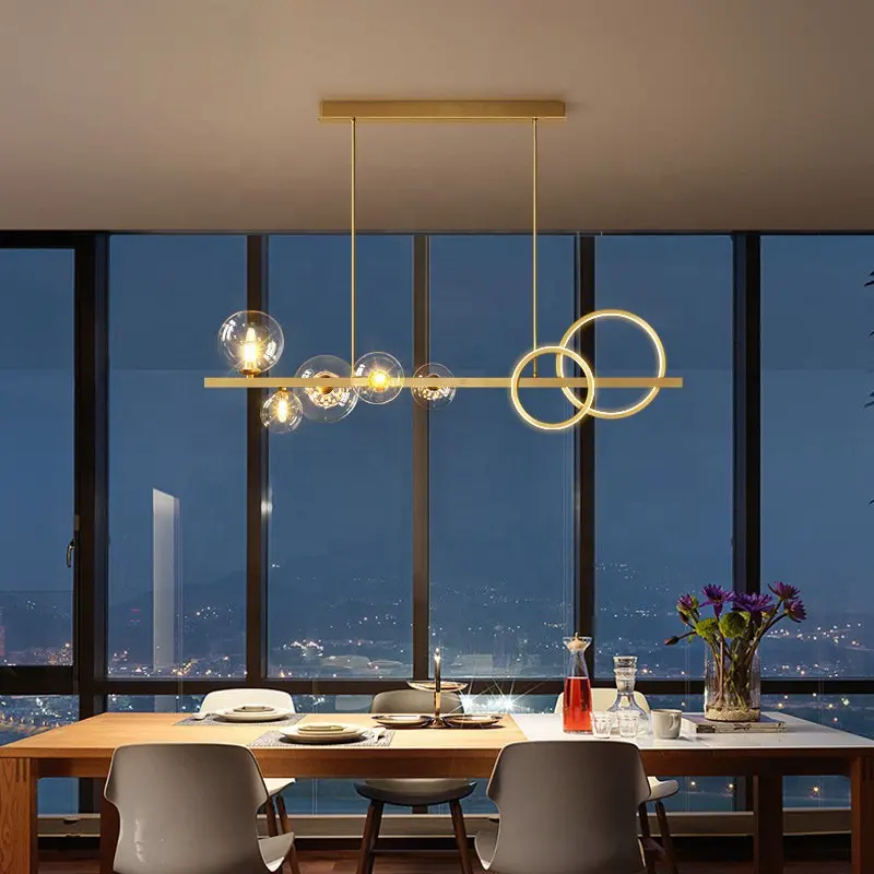 Creative Nordic Modern G9 Chandelier Clear Glass Ball Gold LED Pendant Lamp For Dining Living Room
