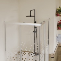 Porte de Douche Coulissante Carrée en Verre Trempé de Haute Qualité avec Cadre Brossé en Alliage d'Aluminium, Design Moderne, Dimensions 80x80, 90x90, 100x100, Certifiée CE