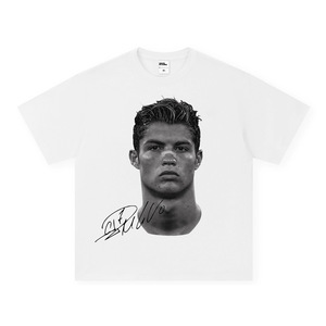 Camiseta de manga corta de algodón puro lavado estilo retro con estampado urbano americano de <span class=keywords><strong>Cristiano</strong></span> <span class=keywords><strong>Ronaldo</strong></span> para hombre - Product Image 1