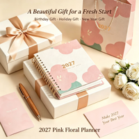 Agenda hebdomadaire personnalisé avec logo doré imprimé 2027, carnet de notes avec journal de bien-être, couverture rigide, reliure spirale