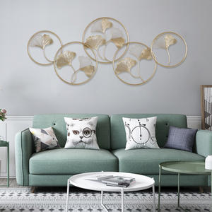 Décoration murale en <span class=keywords><strong>métal</strong></span> moderne et créative de luxe, feuilles, cercles, café, restaurant, salon - Product Image 6