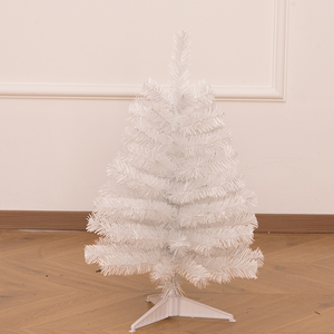 New Arrival Pure White PVC Tabletop Christmas <b>Tree</b> with Plastic Base, Xmas Decoration for Living Room & Bedroom - Product Image 2