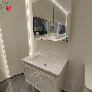 French-style white bathroom <b>cabinet</b> glass storage mirror <b>cabinet</b> white countertop sink <b>wall</b>-<b>mounted</b> <b>cabinet</b> body - Product Image 1