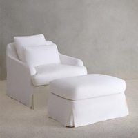 Fauteuil individuel Yicheng Designer en coton et lin beige, housse amovible et lavable, canapé de loisirs pour chambre d'hôtes et hôtel